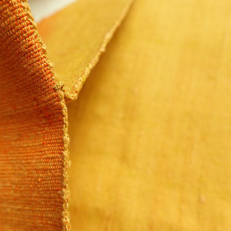 名古屋帯 紬地 太鼓柄 良品 正絹 幾何学柄・抽象柄 名古屋仕立て 帯 黄・黄土色_画像20