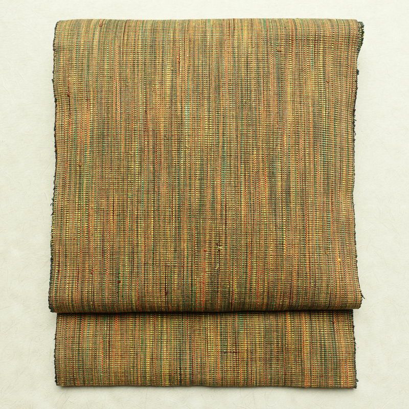 名古屋帯 全通柄 正絹 その他の柄 松葉仕立て 帯 黄・黄土色_画像1