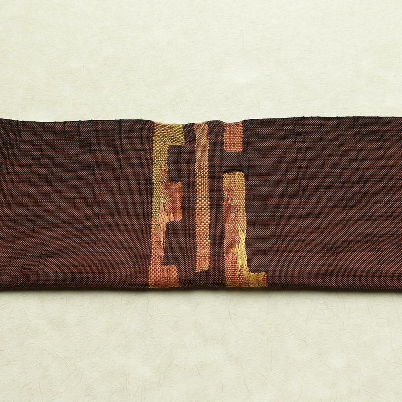 名古屋帯 太鼓柄 正絹 幾何学柄・抽象柄 通し仕立て 帯 茶_画像14