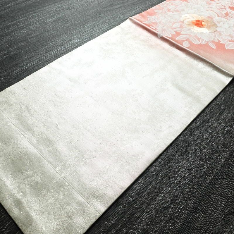 名古屋帯 太鼓柄 正絹 花柄 名古屋仕立て 箔 刺繍 帯 金・銀_画像8