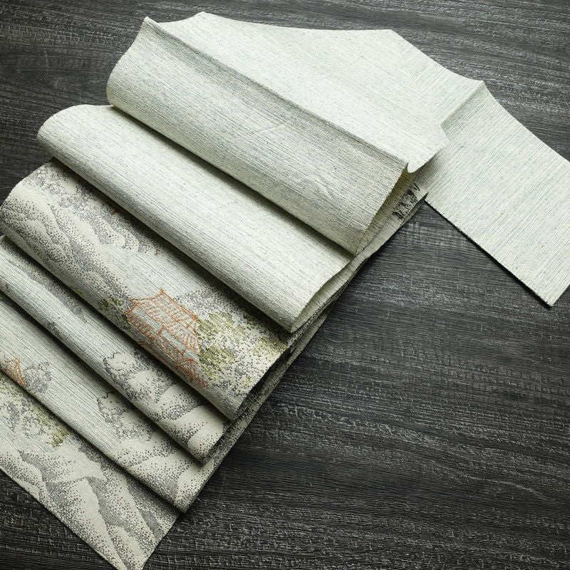 名古屋帯 六通柄 正絹 風景柄 松葉仕立て 帯 青・紺_画像18