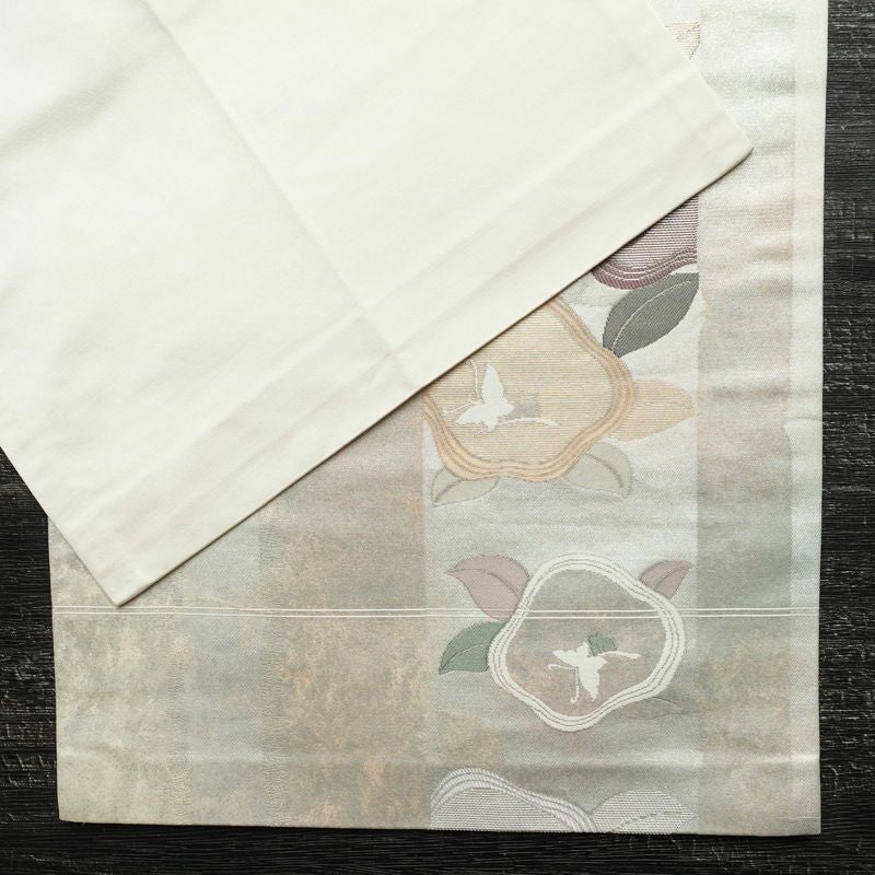 名古屋帯 太鼓柄 正絹 通し仕立て 箔 帯 金・銀_画像14