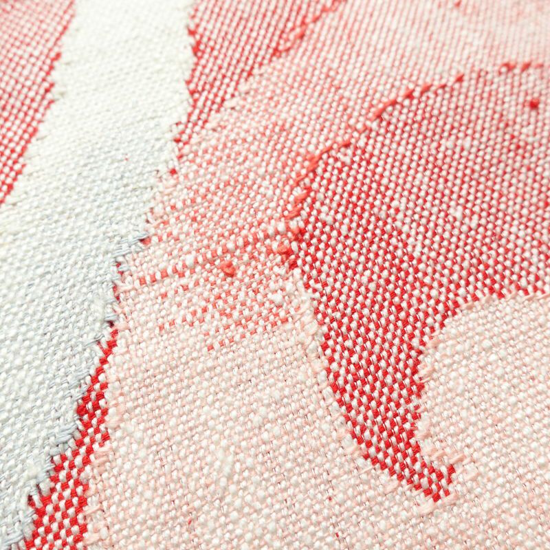 名古屋帯 六通柄 良品 正絹 幾何学柄・抽象柄 通し仕立て 帯 ピンク_画像3