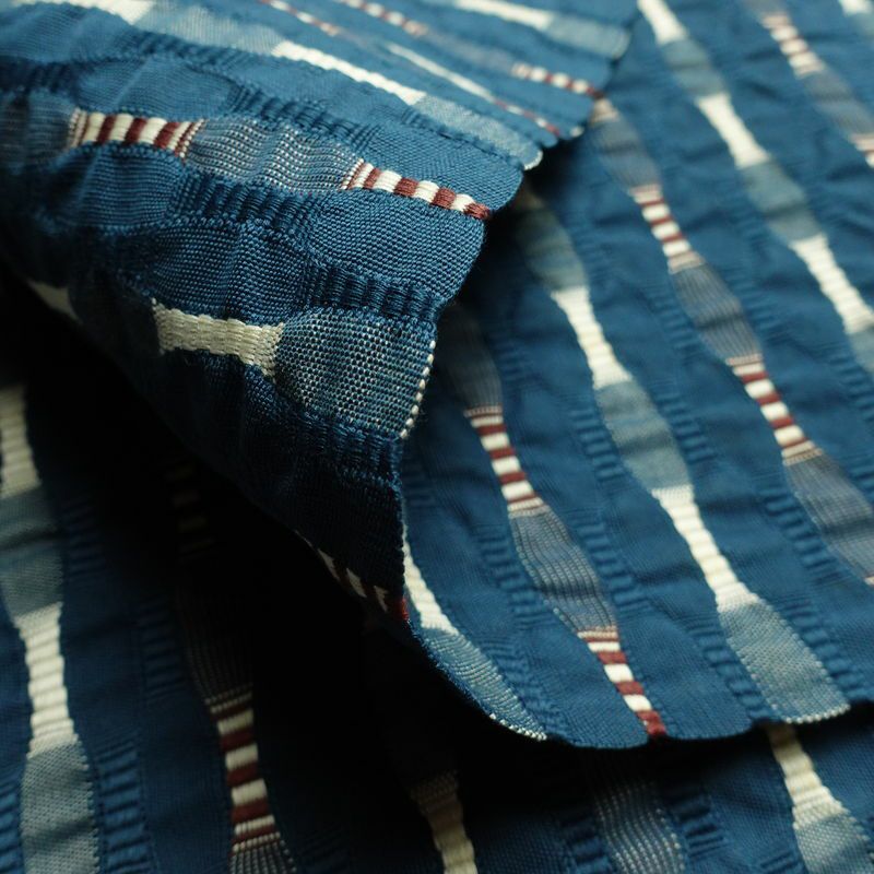 袋帯 全通柄 一般用 正絹 幾何学柄・抽象柄 帯 青・紺_画像9