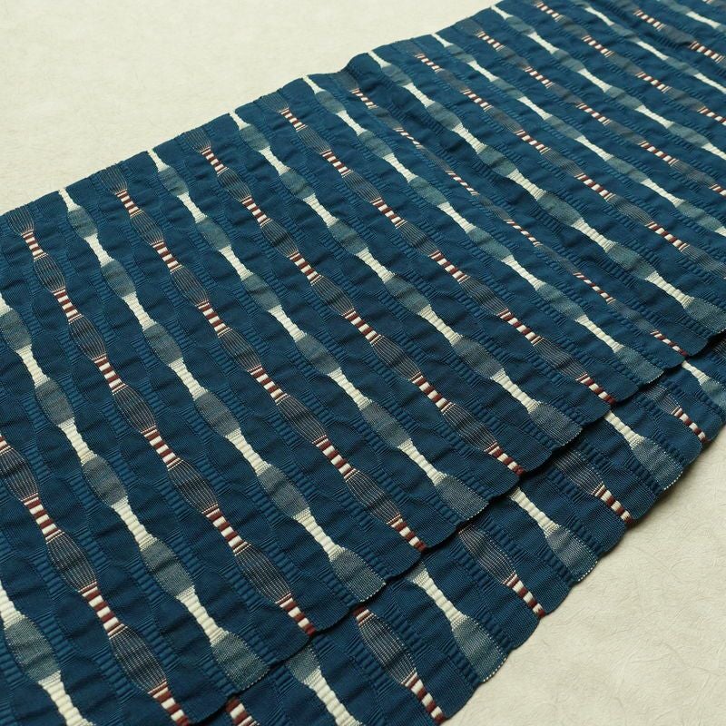 袋帯 全通柄 一般用 正絹 幾何学柄・抽象柄 帯 青・紺_画像10