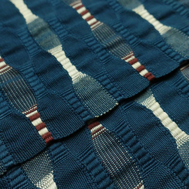 袋帯 全通柄 一般用 正絹 幾何学柄・抽象柄 帯 青・紺_画像11