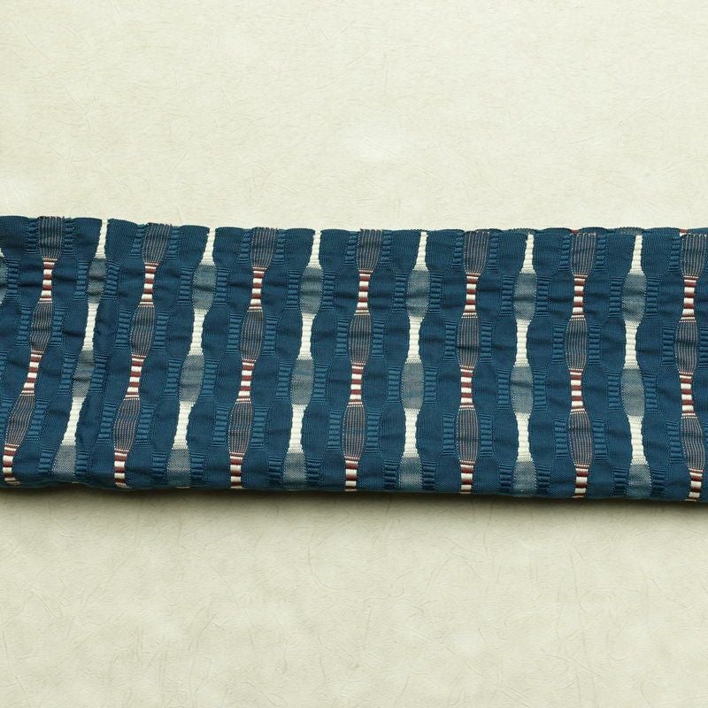 袋帯 全通柄 一般用 正絹 幾何学柄・抽象柄 帯 青・紺_画像16
