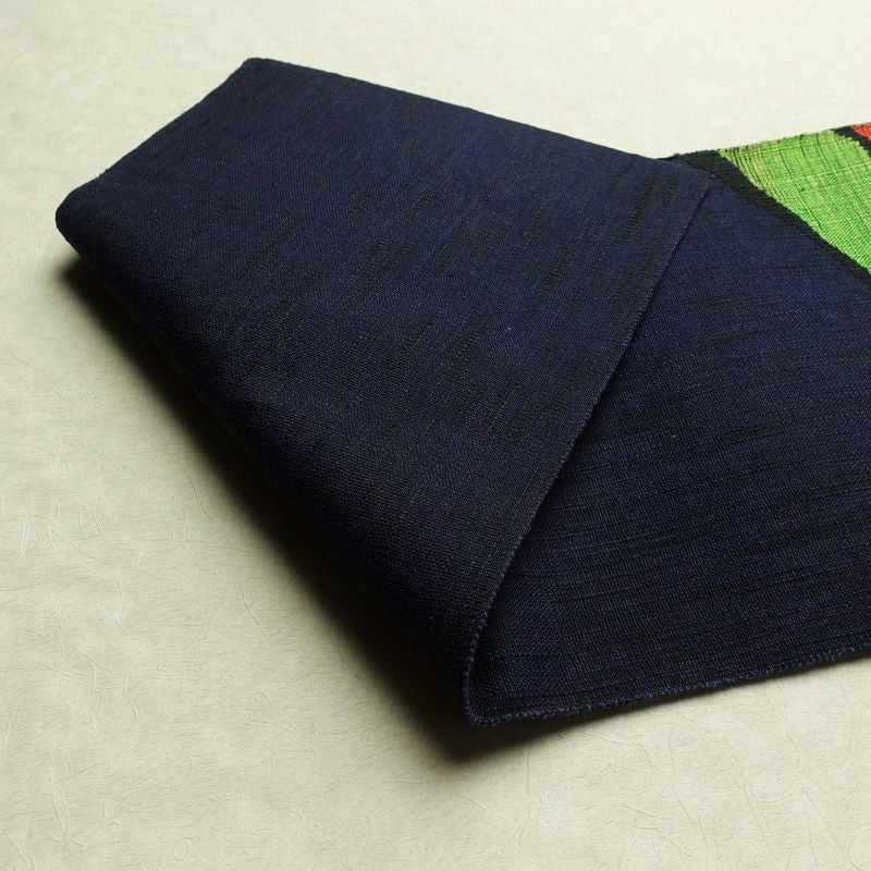 名古屋帯 太鼓柄 美品 正絹 幾何学柄・抽象柄 松葉仕立て 帯 青・紺_画像9