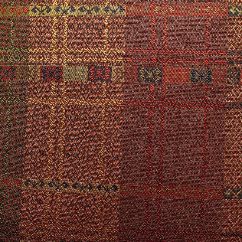 名古屋帯 全通柄 美品 正絹 幾何学柄・抽象柄 名古屋仕立て 帯 多色使い_画像2