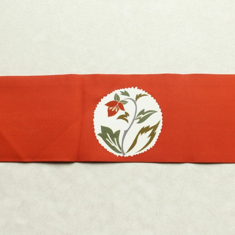 名古屋帯 太鼓柄 良品 金駒刺繍 正絹 花柄 名古屋仕立て 帯 橙_画像15