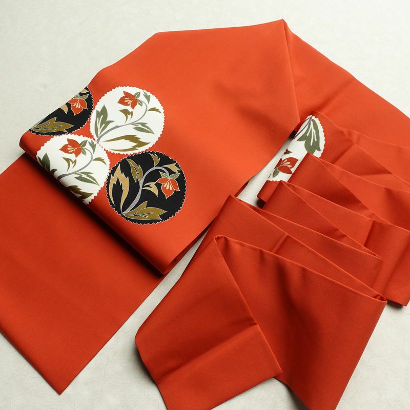 名古屋帯 太鼓柄 良品 金駒刺繍 正絹 花柄 名古屋仕立て 帯 橙_画像17