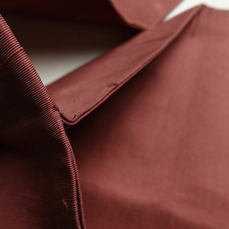 名古屋帯 髭紬 太鼓柄 良品 正絹 人物・動物柄 名古屋仕立て 帯 小豆・エンジ_画像20