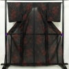 盛夏 良品 夏用 しつけ糸付き 正絹 花柄 単衣仕立て 身丈162.5cm 裄丈66.5cm 着物 黒_画像1
