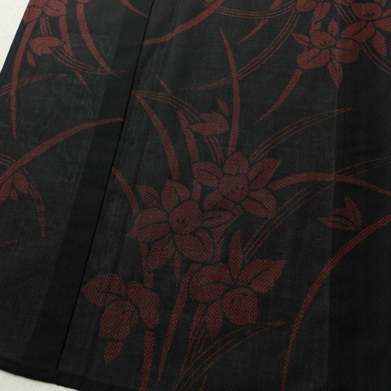 盛夏 良品 夏用 しつけ糸付き 正絹 花柄 単衣仕立て 身丈162.5cm 裄丈66.5cm 着物 黒_画像4