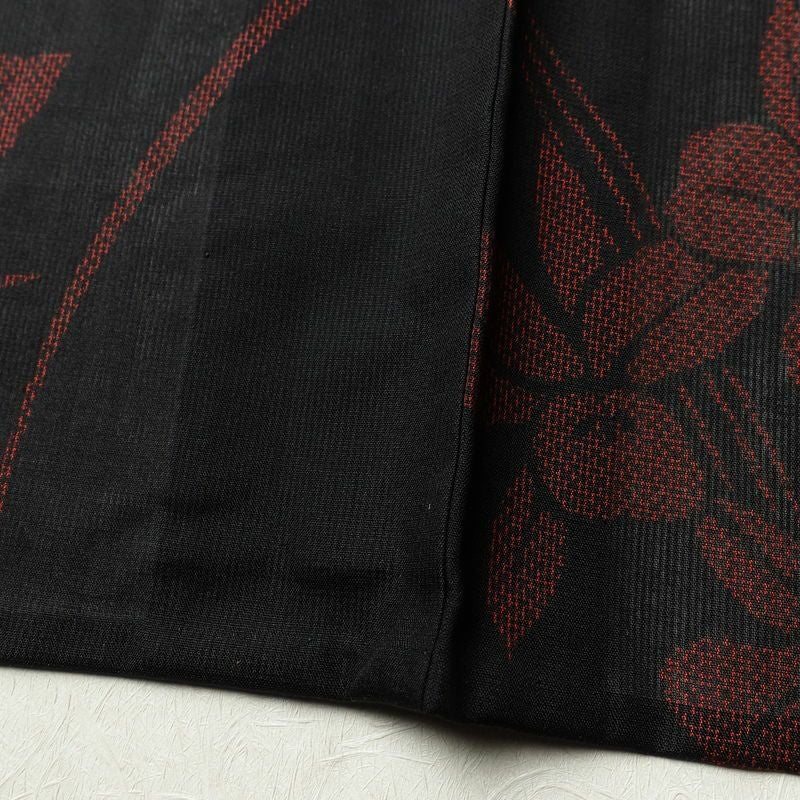 盛夏 良品 夏用 しつけ糸付き 正絹 花柄 単衣仕立て 身丈162.5cm 裄丈66.5cm 着物 黒_画像11