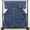紬 良品 正絹 花柄 袷仕立て 身丈155.5cm 裄丈63cm 着物 青・紺_画像1