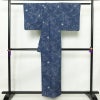 紬 良品 正絹 花柄 袷仕立て 身丈155.5cm 裄丈63cm 着物 青・紺_画像2