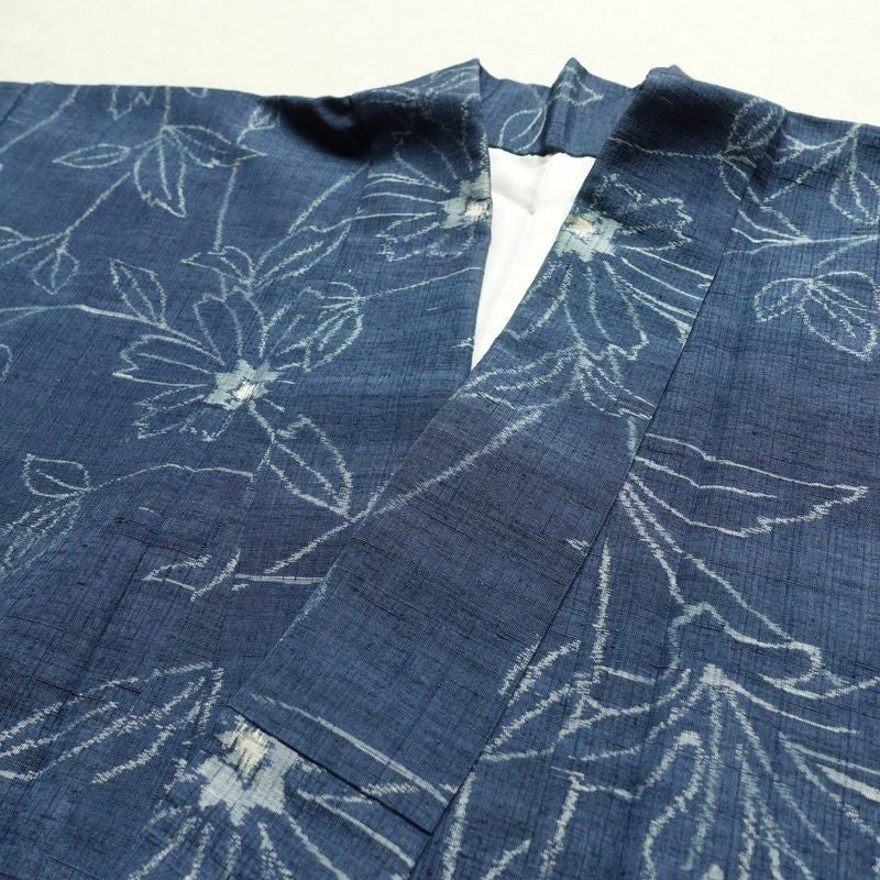 紬 良品 正絹 花柄 袷仕立て 身丈155.5cm 裄丈63cm 着物 青・紺_画像16