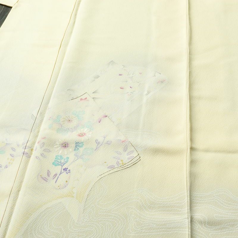 付け下げ 正絹 古典柄 袷仕立て 身丈168cm 裄丈69.5cm 刺繍 フォーマル 着物 クリーム_画像5