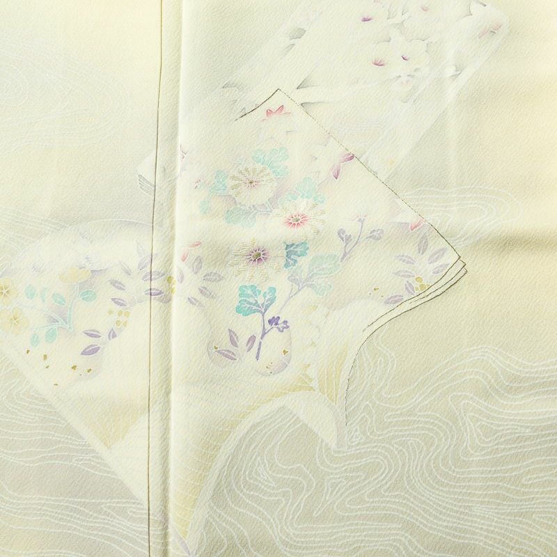 付け下げ 正絹 古典柄 袷仕立て 身丈168cm 裄丈69.5cm 刺繍 フォーマル 着物 クリーム_画像6