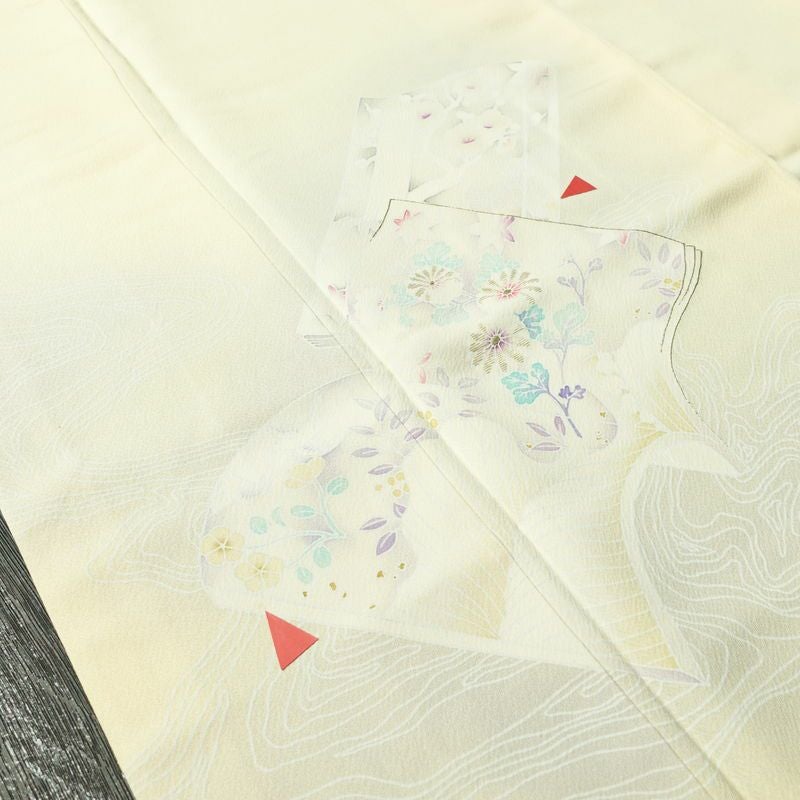 付け下げ 正絹 古典柄 袷仕立て 身丈168cm 裄丈69.5cm 刺繍 フォーマル 着物 クリーム_画像7