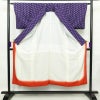 小紋 縮緬 正絹 麻の葉柄 袷仕立て 身丈147cm 裄丈62.5cm 着物 紫・藤色_画像3