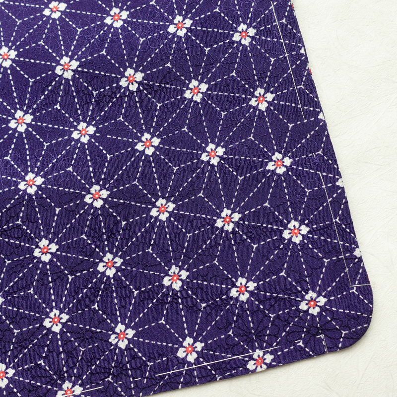 小紋 縮緬 正絹 麻の葉柄 袷仕立て 身丈147cm 裄丈62.5cm 着物 紫・藤色_画像15