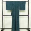 単衣 紬 良品 正絹 花柄 単衣仕立て 胴抜き 身丈161cm 裄丈65cm 一部しつけ糸付き 着物 青・紺_画像2