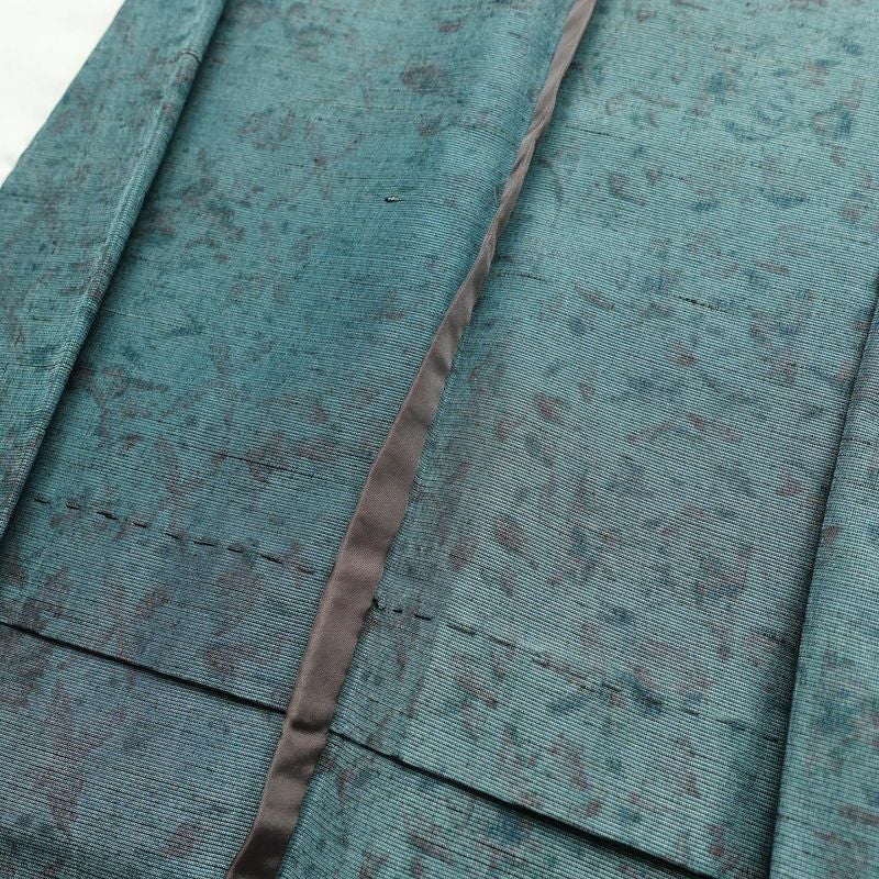 単衣 紬 良品 正絹 花柄 単衣仕立て 胴抜き 身丈161cm 裄丈65cm 一部しつけ糸付き 着物 青・紺_画像18
