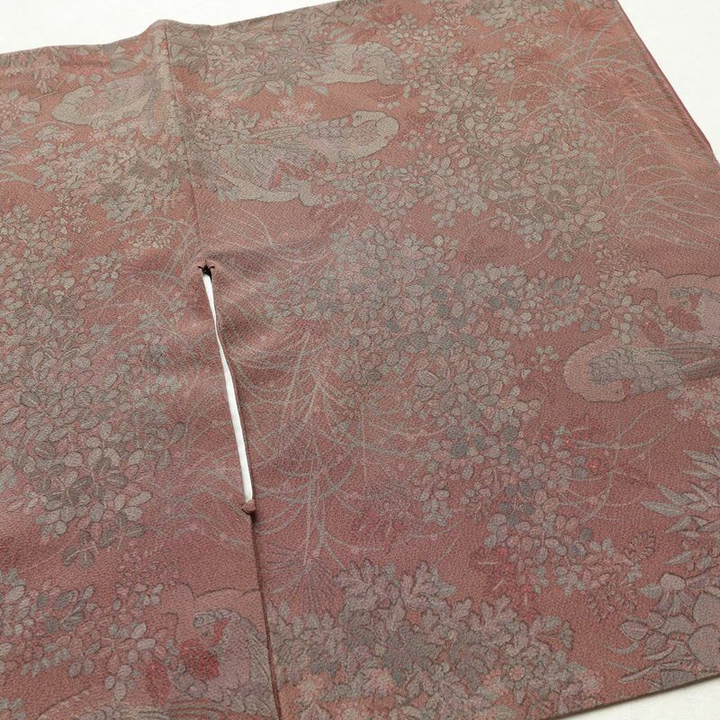 小紋 縮緬 正絹 人物・動物柄 袷仕立て 身丈159cm 裄丈64cm 着物 ピンク_画像13