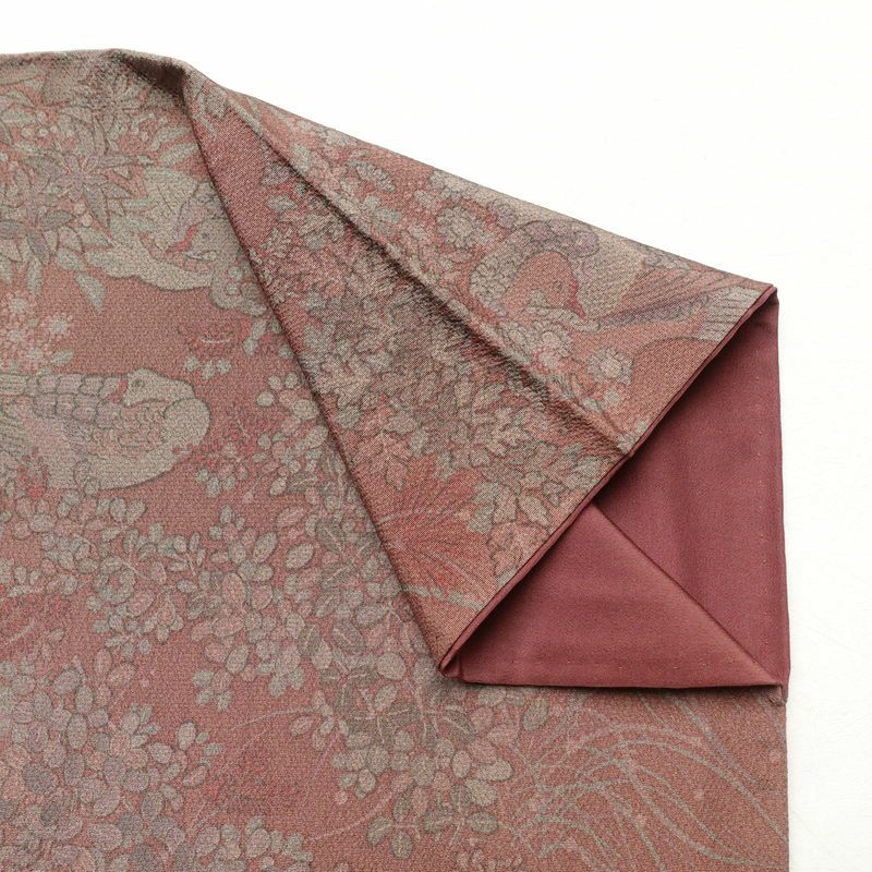 小紋 縮緬 正絹 人物・動物柄 袷仕立て 身丈159cm 裄丈64cm 着物 ピンク_画像14