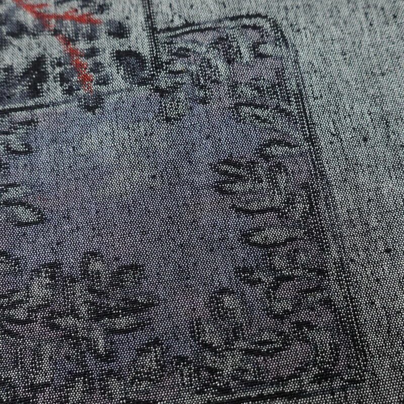 紬 正絹 木の葉・植物柄 袷仕立て 身丈159cm 裄丈66cm 着物 グレー_画像6