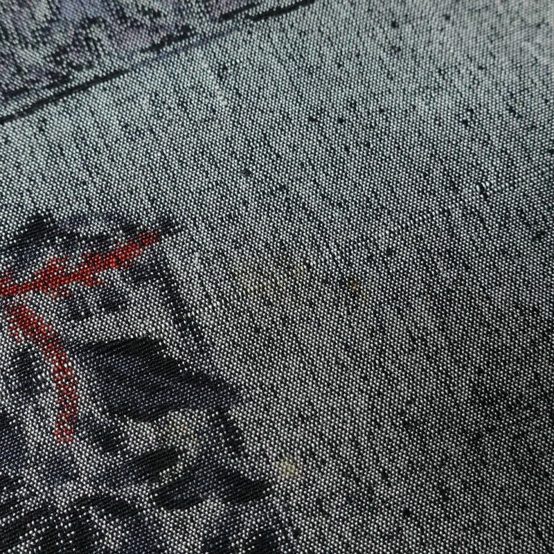 紬 正絹 木の葉・植物柄 袷仕立て 身丈159cm 裄丈66cm 着物 グレー_画像11