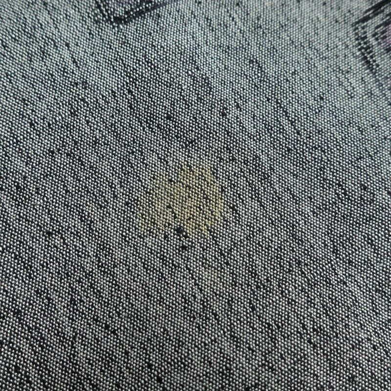 紬 正絹 木の葉・植物柄 袷仕立て 身丈159cm 裄丈66cm 着物 グレー_画像12