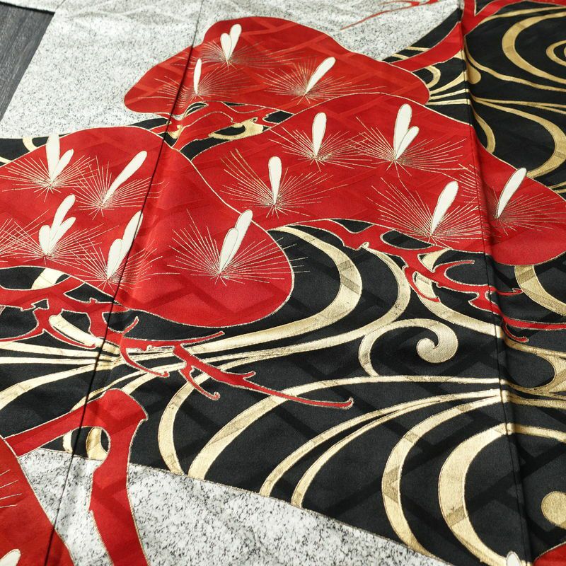 振袖 正絹 袷仕立て 身丈167cm 裄丈67cm 箔 金彩 フォーマル 着物 二十歳 グレー_画像5