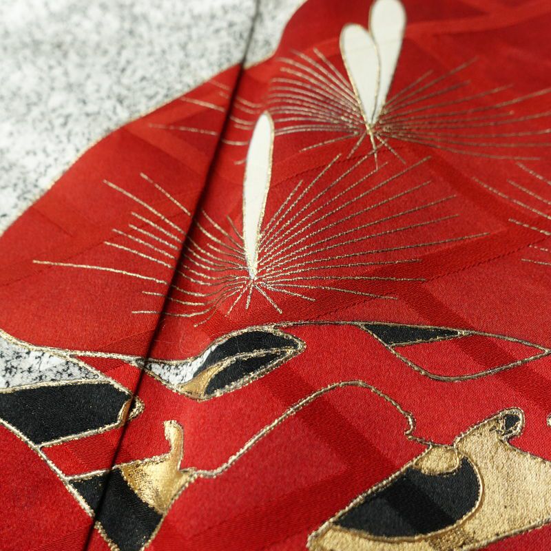 振袖 正絹 袷仕立て 身丈167cm 裄丈67cm 箔 金彩 フォーマル 着物 二十歳 グレー_画像9