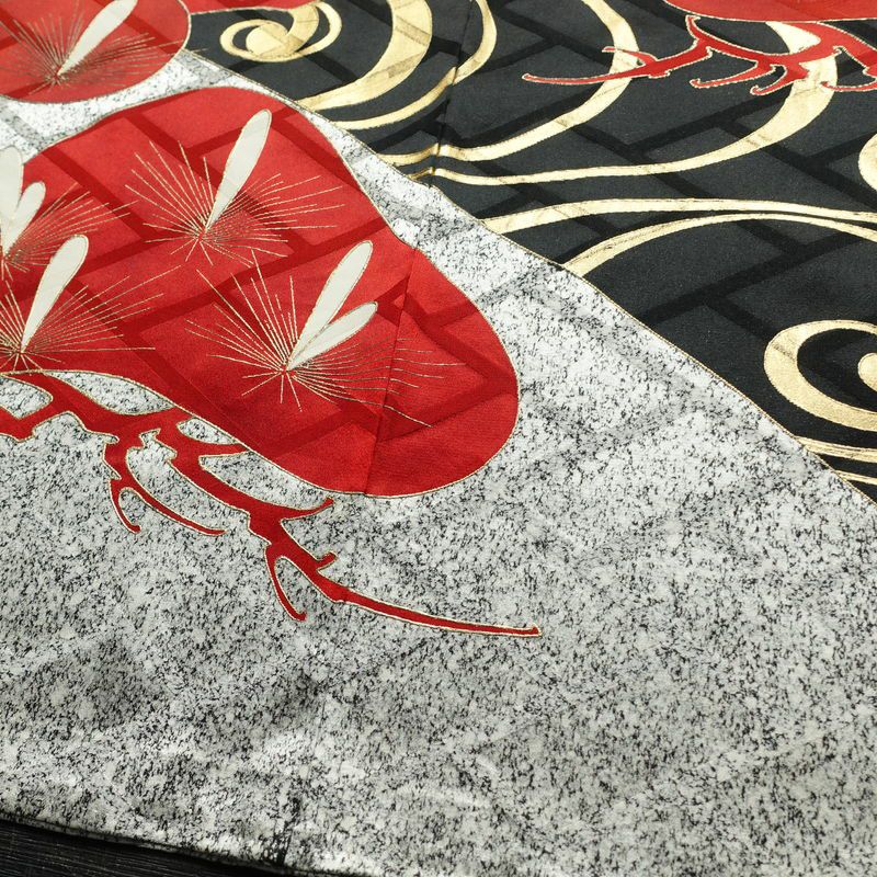 振袖 正絹 袷仕立て 身丈167cm 裄丈67cm 箔 金彩 フォーマル 着物 二十歳 グレー_画像12