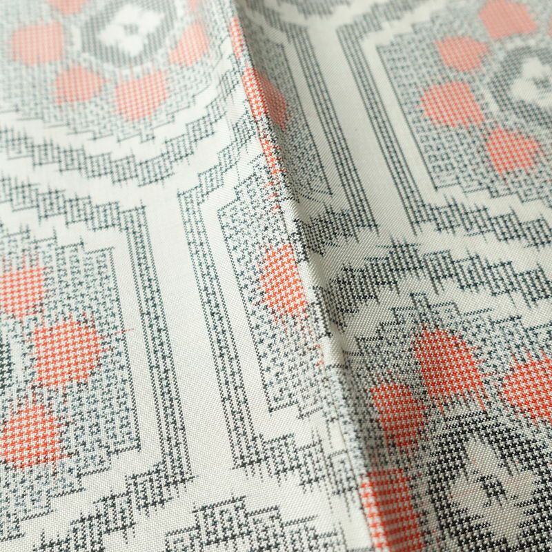 紬 しつけ糸付き 正絹 亀甲柄 袷仕立て 身丈163.5cm 裄丈65.5cm 着物 多色使い_画像10