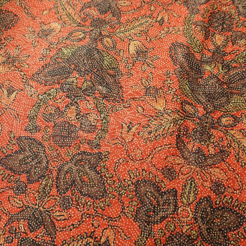 小紋 良品 紬地 しつけ糸付き 正絹 木の葉・植物柄 袷仕立て 身丈155.5cm 裄丈63cm 着物 橙_画像7