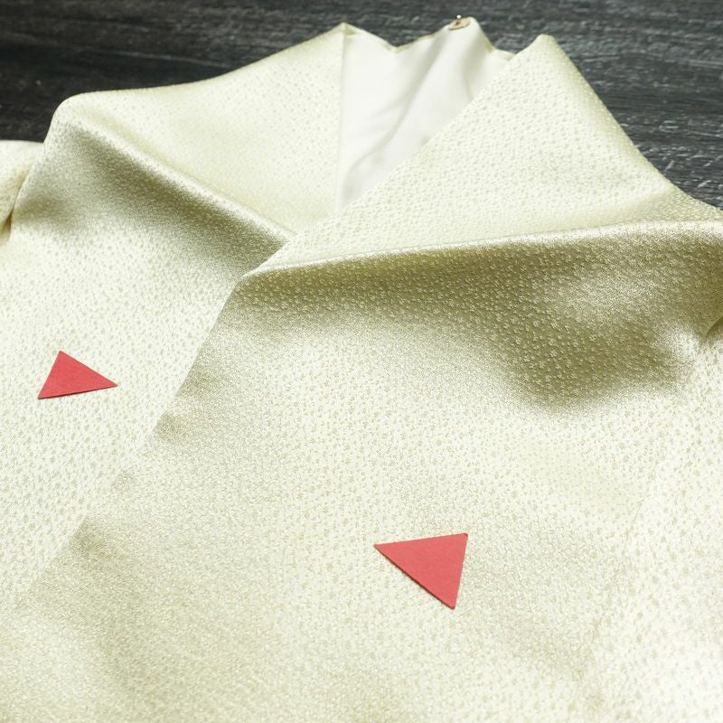 付け下げ 金駒刺繍 正絹 古典柄 袷仕立て 身丈167.5cm 裄丈65.5cm 箔 刺繍 金彩 フォーマル 着物 緑・うぐいす色_画像15