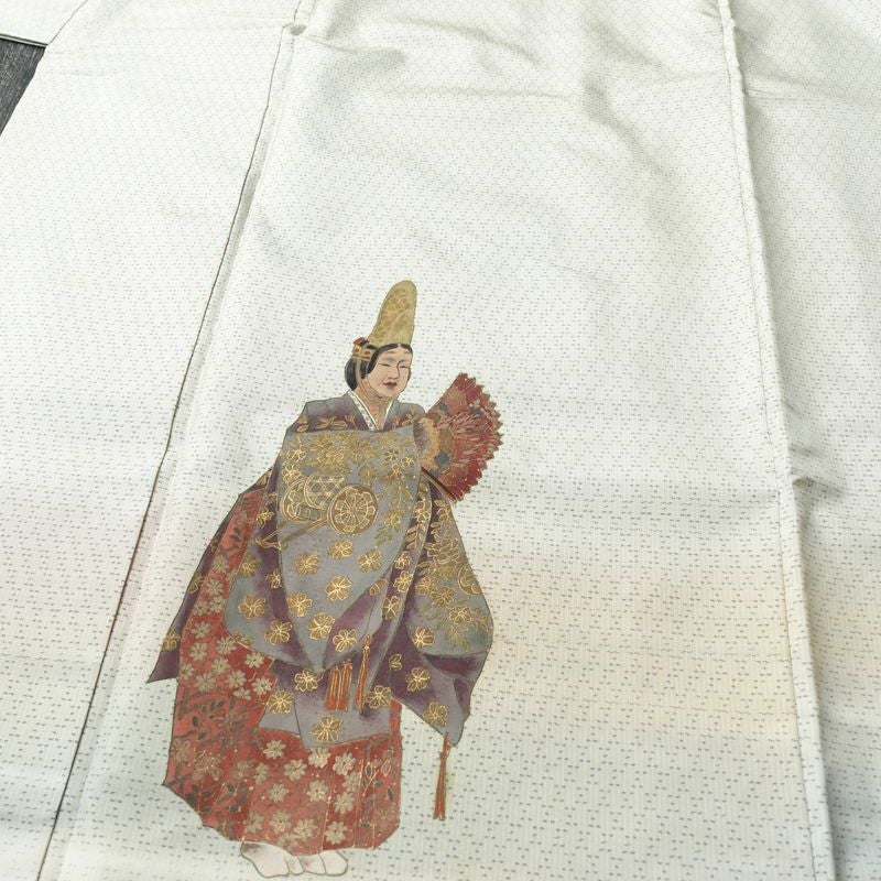 付け下げ 正絹 人物・動物柄 袷仕立て 身丈165.5cm 裄丈67cm 共八掛 金彩 フォーマル 着物 白_画像5