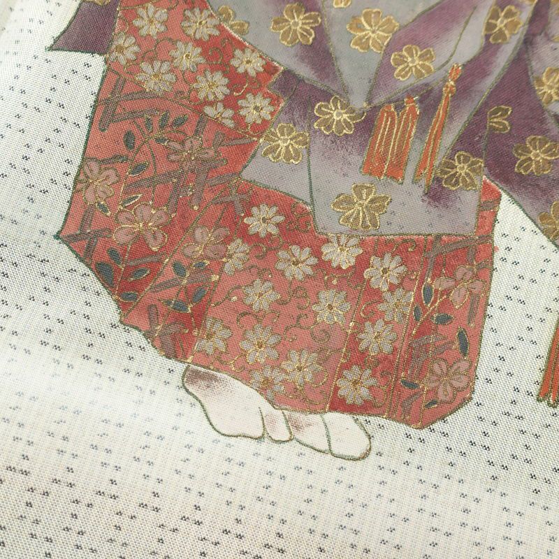 付け下げ 正絹 人物・動物柄 袷仕立て 身丈165.5cm 裄丈67cm 共八掛 金彩 フォーマル 着物 白_画像8