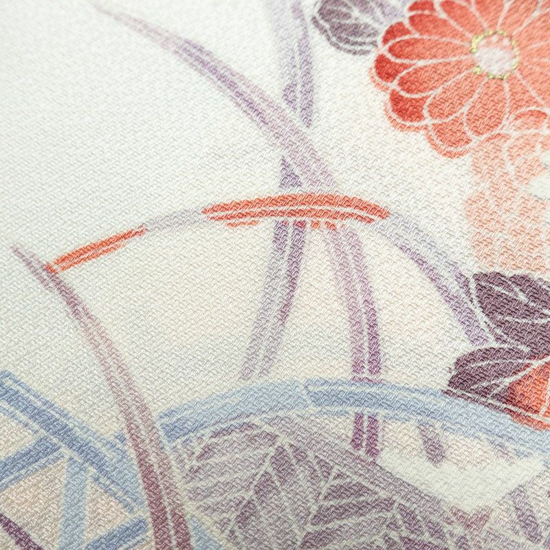 付け下げ 良品 しつけ糸付き 正絹 花柄 袷仕立て 身丈154.5cm 裄丈64cm フォーマル 着物 ピンク_画像10