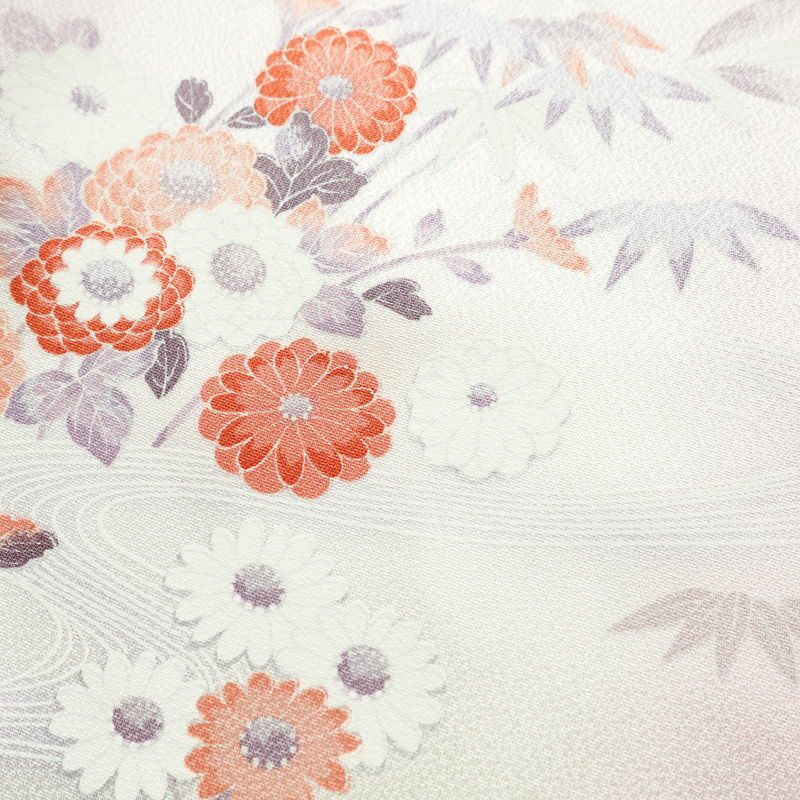 付け下げ 良品 しつけ糸付き 正絹 花柄 袷仕立て 身丈154.5cm 裄丈64cm フォーマル 着物 ピンク_画像20