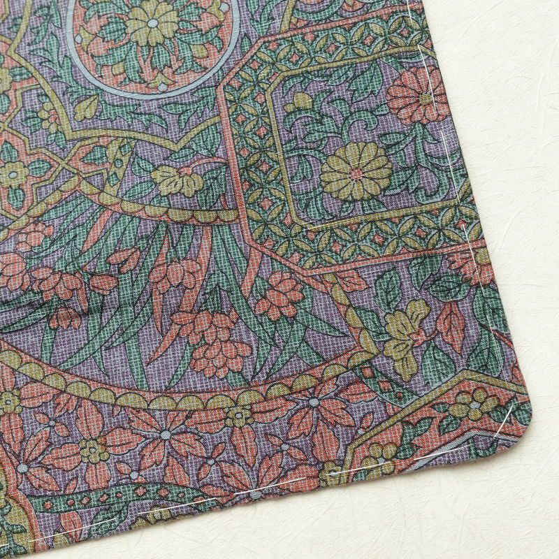 小紋 しつけ糸付き 紬地 正絹 木の葉・植物柄 袷仕立て 身丈159cm 裄丈65.5cm 着物 多色使い_画像15