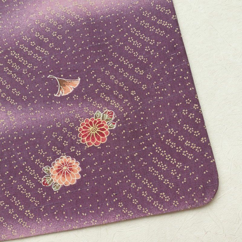 小紋 紬地 正絹 花柄 袷仕立て 身丈161.5cm 裄丈67cm 着物 紫・藤色_画像15