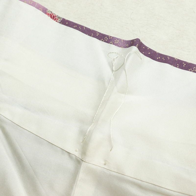 小紋 紬地 正絹 花柄 袷仕立て 身丈161.5cm 裄丈67cm 着物 紫・藤色_画像19