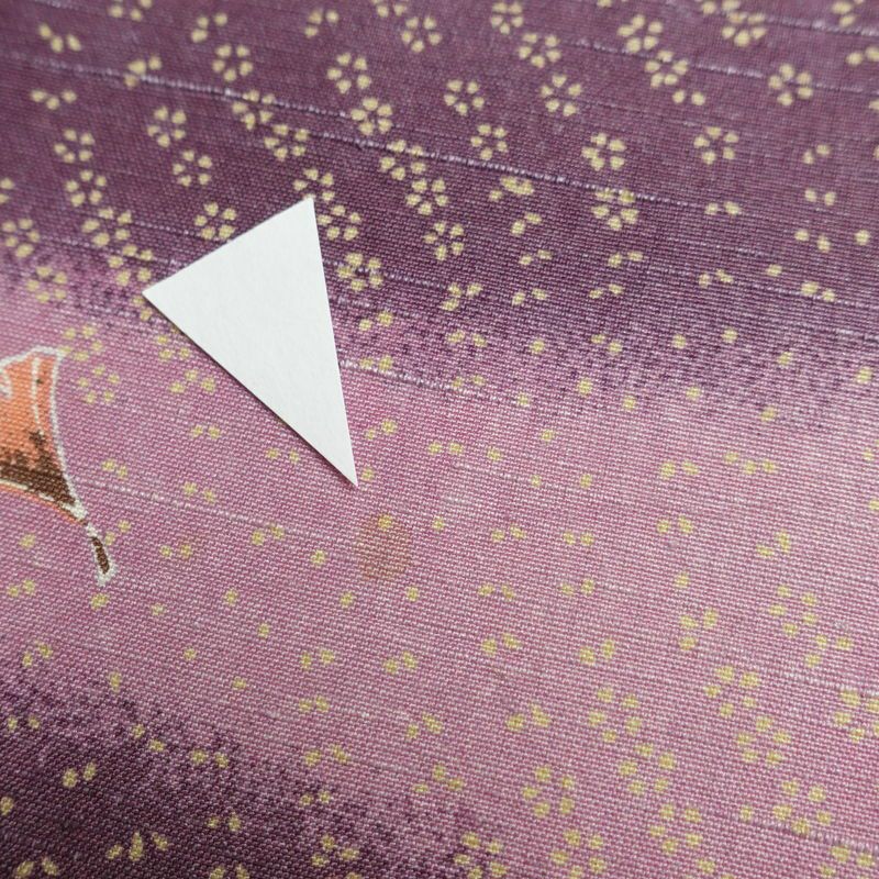 小紋 紬地 正絹 花柄 袷仕立て 身丈161.5cm 裄丈67cm 着物 紫・藤色_画像21