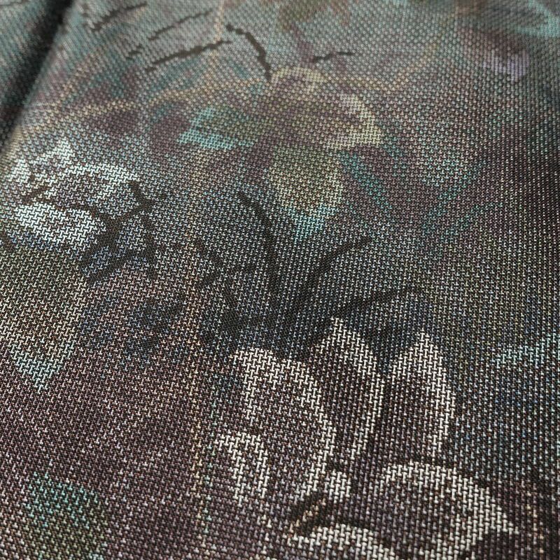 大島紬 証紙なし 正絹 木の葉・植物柄 袷仕立て 身丈155cm 裄丈64cm 着物 多色使い_画像8