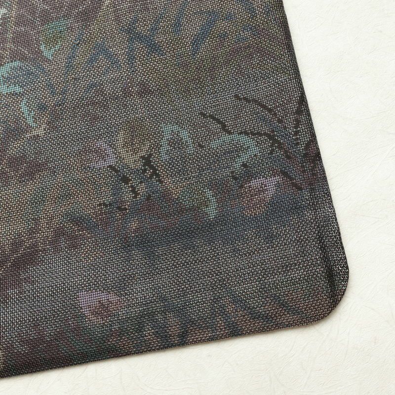 大島紬 証紙なし 正絹 木の葉・植物柄 袷仕立て 身丈155cm 裄丈64cm 着物 多色使い_画像15